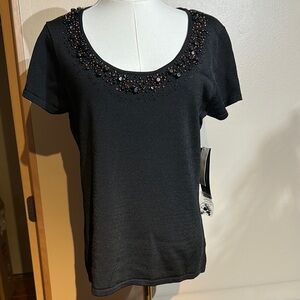 Jones New York nwt Embellished Black Women's Top